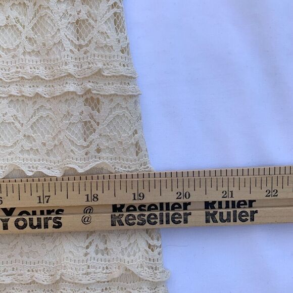 Max Studio Lace Prairie Cottage Skirt M L Maxi 38" Ivory Romantic Feminine Lined - Picture 7 of 8